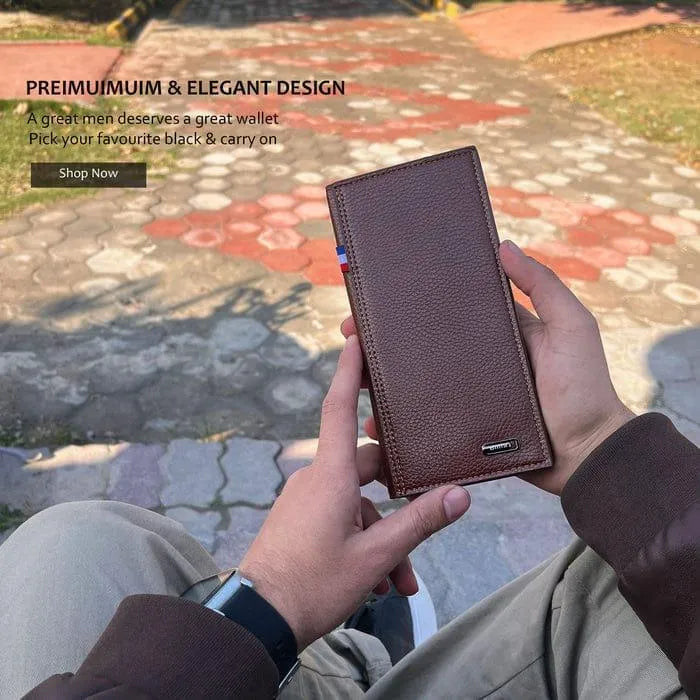 Men's Premium Leather Wallet Multicolor Long Design
