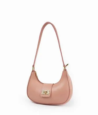 Girl's Pink PU Leather Moon Shoulder Bag