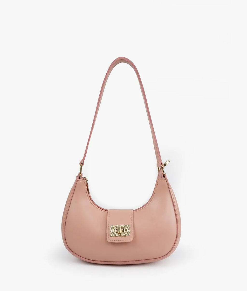 Girl's Pink PU Leather Moon Shoulder Bag