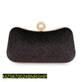 Black Glitter Women's Bridal Clutch with Pearl Closure